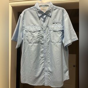 American Outdoorsman Blue Short Sleeve Fishing Shirt - Medium